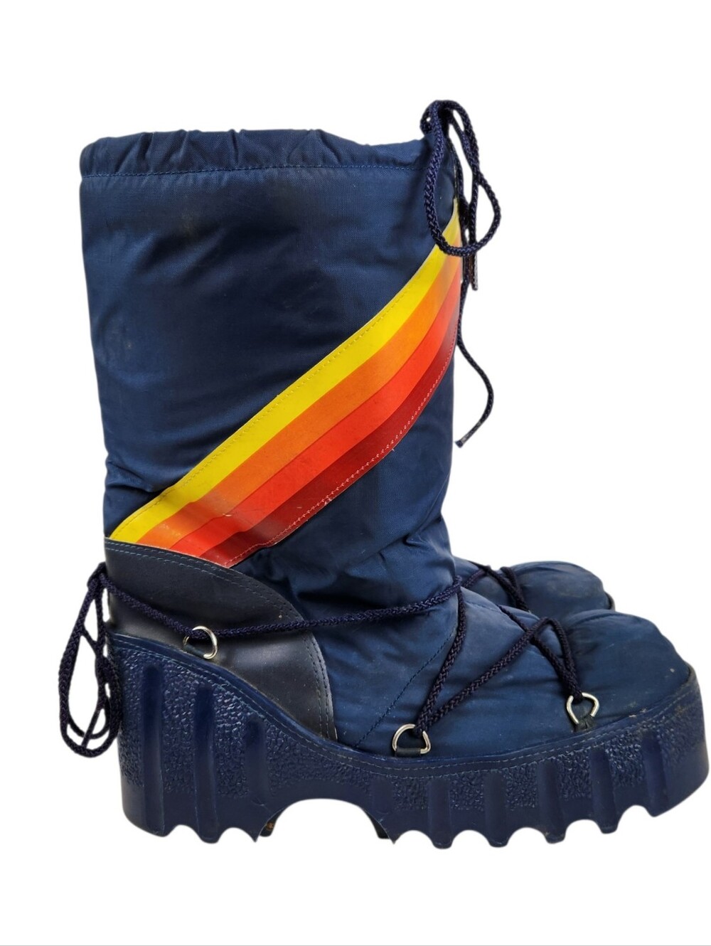 Vintage Rainbow Moon Boots Winter Ski Snow Nylon Mens Size 10 - 11 Size Large - Picture 3 of 15